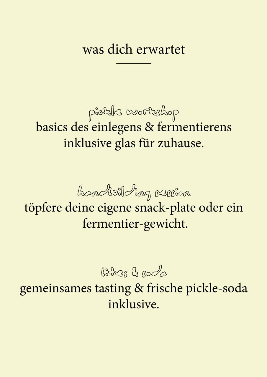 pickle and clay workshop