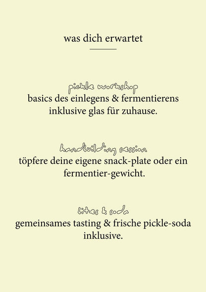 pickle and clay workshop